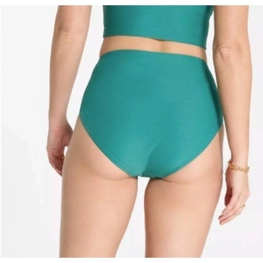 CALIA Womens Asymetrical Rectangle Trim Swim Bottom Beach Wear Green Size XL NWT